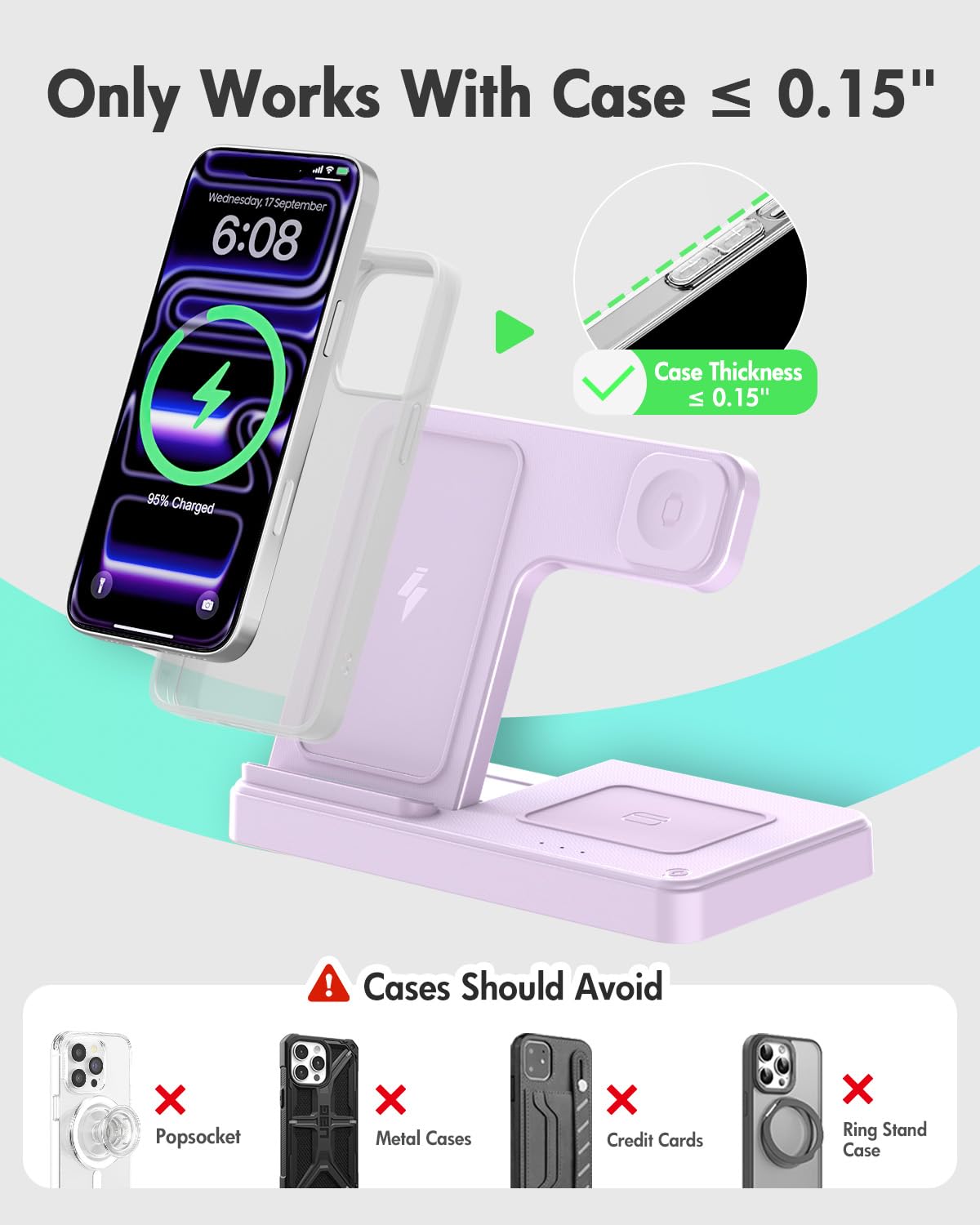 GETPALS Wireless Charger iPhone Charging Station for Apple Multiple Devices