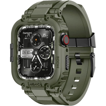 amBand Bands Compatible with Apple Watch 9/8/7/6/5/4 & SE 3/2/1 45mm/44mm Case for Men, M1 Sport Series Rugged Case Protective Cover for iWatch SE3/SE2/6/SE/5/4 44/45 mm Men Black