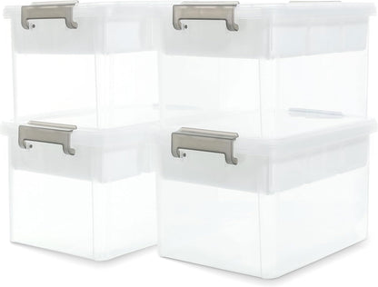 Citylife 6Qt 4Packs Clear Craft Organizers and Storage BOX, Sensory Bins