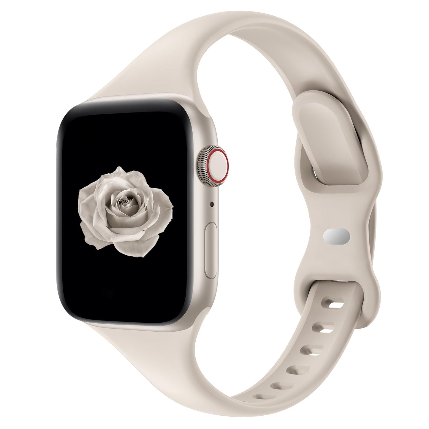 Thin Slim Band Compatible with Apple Watch 38mm 40mm 41mm 42mm 44mm 45mm 46mm 49mm, Replacement Silicone Sport Strap for iWatch Series 11/10/9/8/7/6/5/4/3/2/1 Ultra SE Women Men, Light Blush
