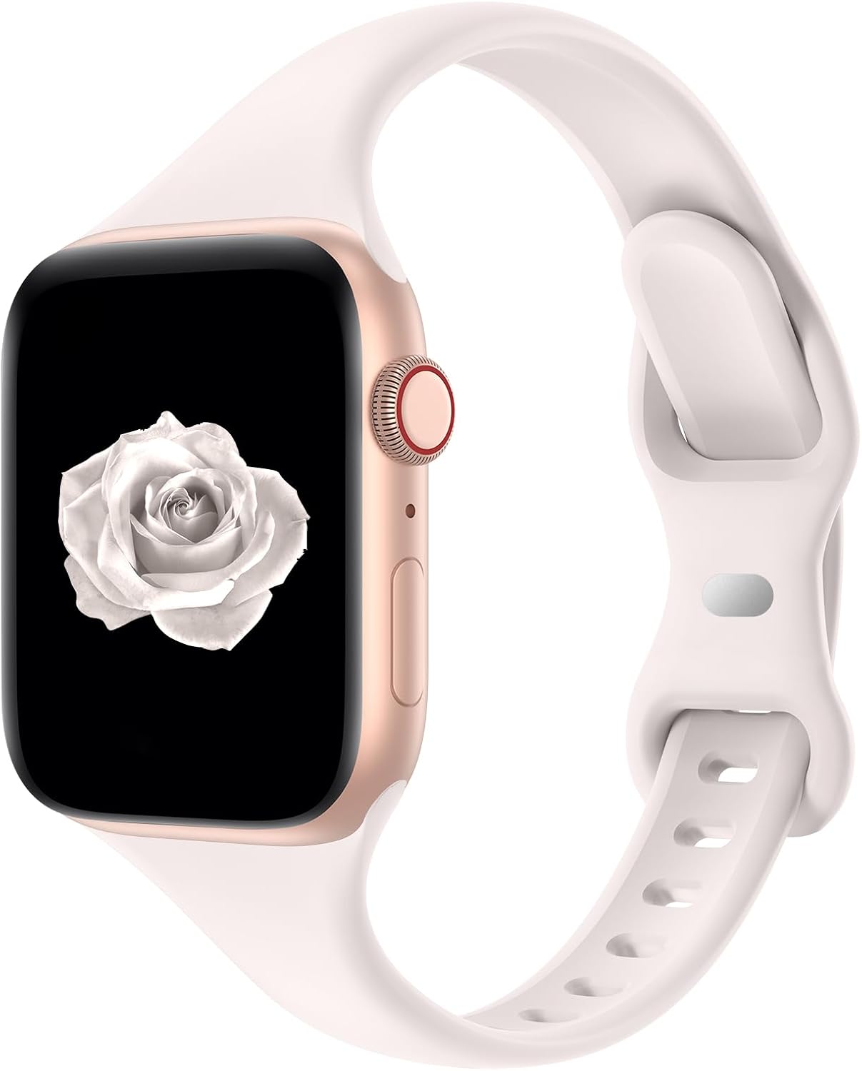 Thin Slim Band Compatible with Apple Watch 38mm 40mm 41mm 42mm 44mm 45mm 46mm 49mm, Replacement Silicone Sport Strap for iWatch Series 11/10/9/8/7/6/5/4/3/2/1 Ultra SE Women Men, Light Blush