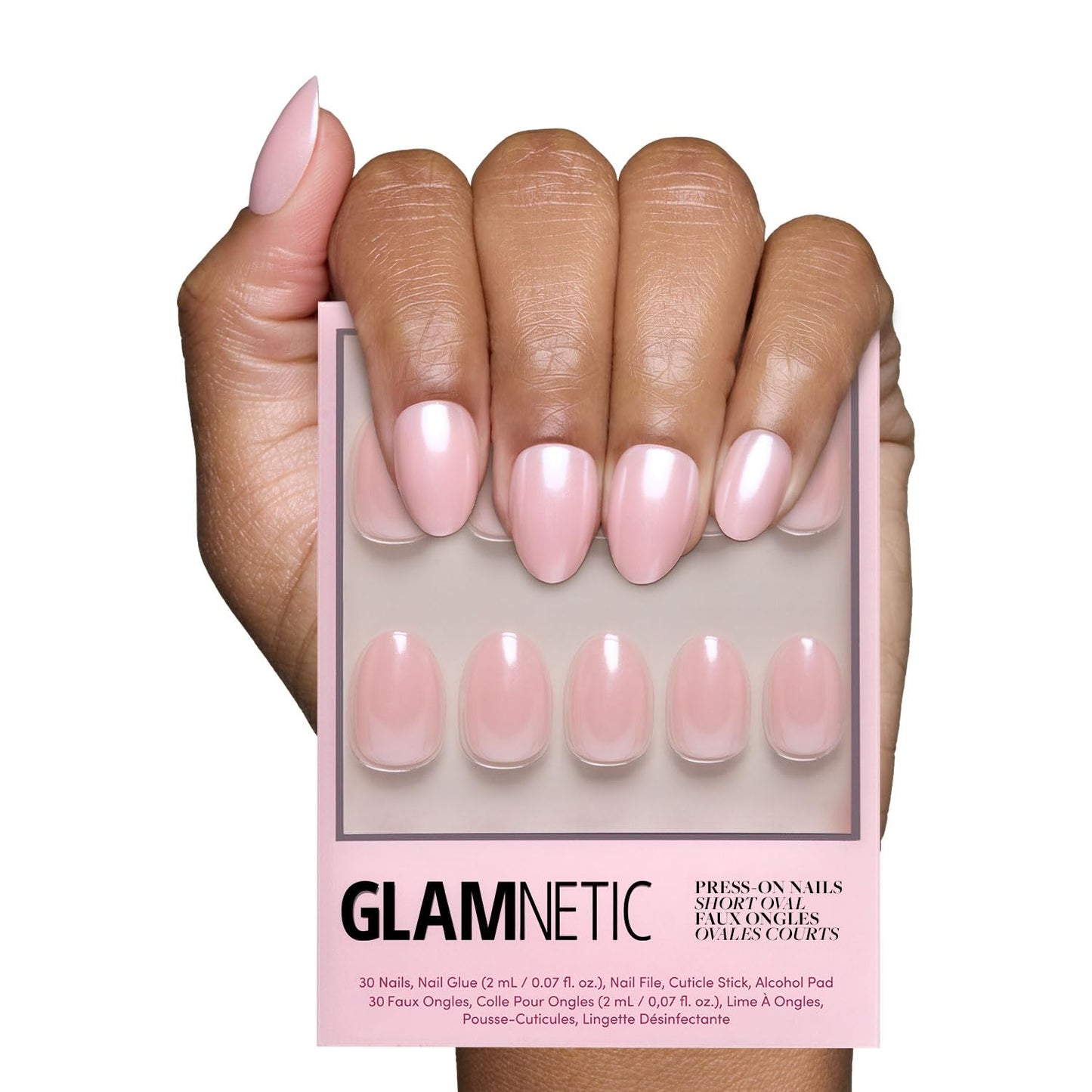 Glamnetic Press On Nails - Short Almond, Glossy Fake Nails 24 Pc Full Kit