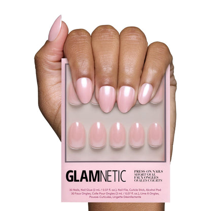 Glamnetic Press On Nails - Short Almond, Glossy Fake Nails 24 Pc Full Kit