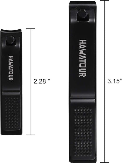 HAWATOUR Nail Clippers Set with Visibly Tin Case, Black