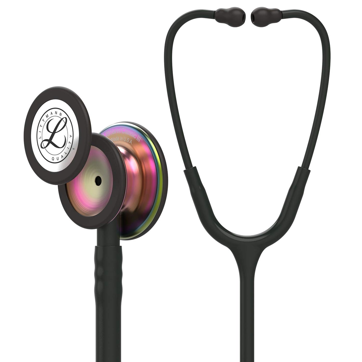 3M Littmann Classic III Monitoring Stethoscope, 5803, More Than 2X as Loud, Weighs Less, Stainless Steel Black-Finish Chestpiece, 27" Black Tube, Stem and Headset