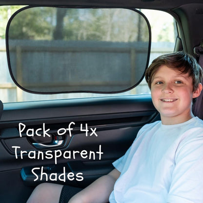 Car Window Shades - Certified 99.79% UVA & 99.95% UVB sun protection. Award winning car sun shade for side windows. 4 Pack (2 Transparency options) 20" x 12" -window shade for car baby by Kinder Fluff