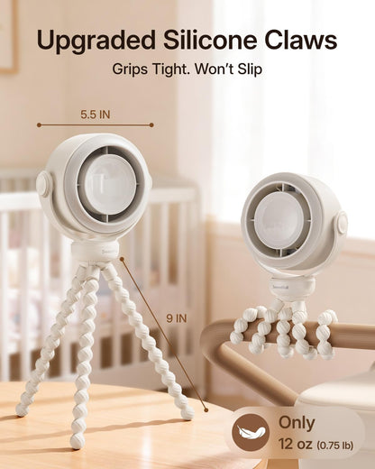 SWEETFULL Portable Stroller Fan, Pinch-Proof Baby Fan - Cream