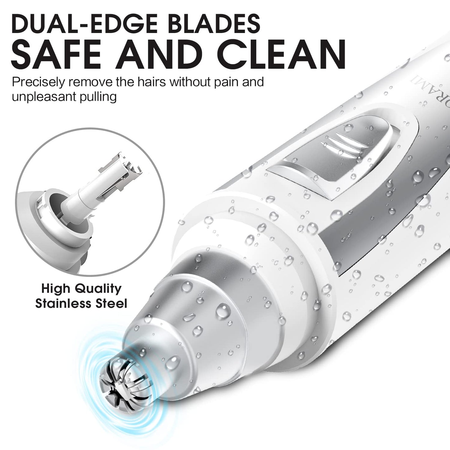 Ear and Nose Hair Trimmer Clipper - 2026 Professional Painless Eyebrow & Facial Hair Trimmer for Men Women,Battery-Operated Trimmer with IPX7 Waterproof,Dual Edge Blades for Easy Cleansing Black