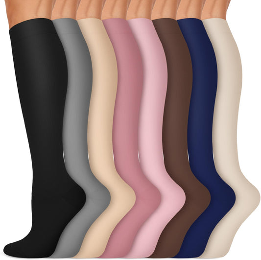 Copper Compression Socks 15-20 mmHg for Men & Women 8 Pairs – Circulation Support for Nurses, Travel, Running, Hiking, Soccer
