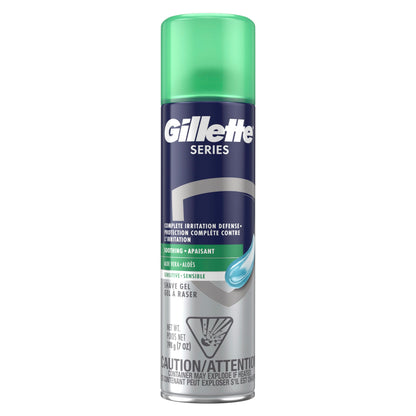 Gillette Series 3X Action Shave Gel, Sensitive Twin Pack, 7 Oz (Pack of 2)