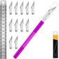 DIYSELF Exacto Knife Set with 10 Extra #11 Blades, 6-Inch Metal Ruler, Pink