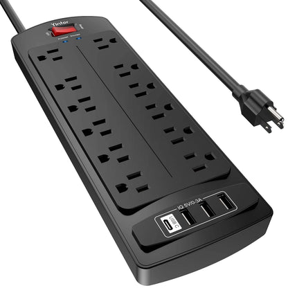 Yintar 6Ft Surge Protector Power Strip with 8 Outlets and 4 USB Ports