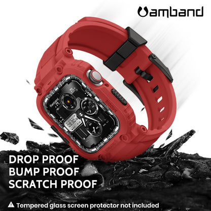 amBand Bands Compatible with Apple Watch 9/8/7/6/5/4 & SE 3/2/1 45mm/44mm Case for Men, M1 Sport Series Rugged Case Protective Cover for iWatch SE3/SE2/6/SE/5/4 44/45 mm Men Black
