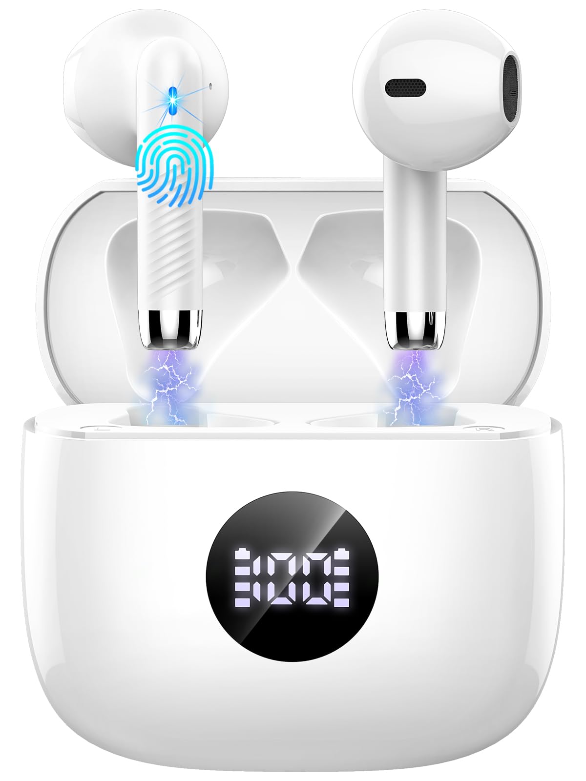 Wireless Earbuds, Bluetooth 5.4 Ear Buds, LED Power Display, 6D Bass Stereo