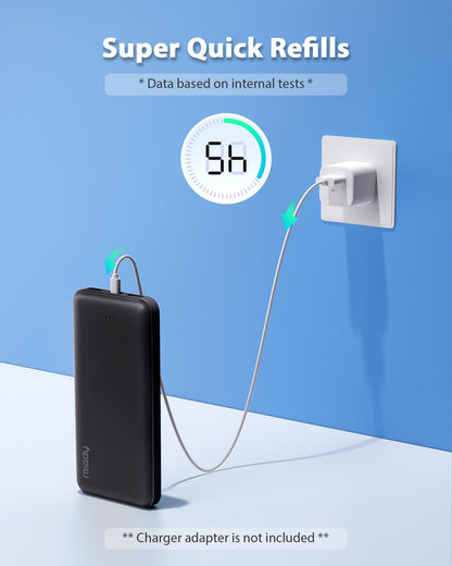 Miady 2-Pack Portable Charger, Slim 10000mAh Power Bank Travel Battery Pack