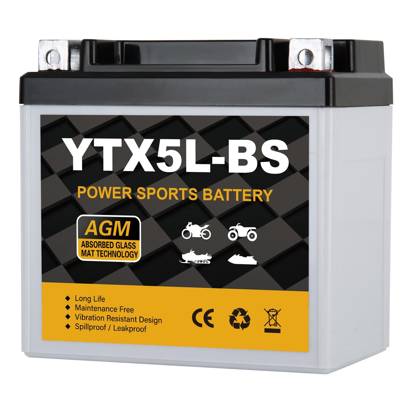 YTX14AH-BS 12V 12Ah Motorcycle Battery, 220CCA Rechargeable Maintenance Free Sealed AGM Battery, Powersport Replacement for ATV, UTV, Scooter