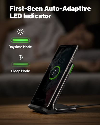 INIU Wireless Charger Station, 15W Fast Wireless Charging Stand for Official and Home Compatible with iPhone 17 16 15 14 13 12 Pro XS Samsung Galaxy S23 S22 S21 Note 20 Google etc