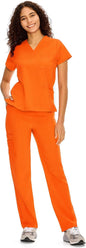 COZYFIT Scrubs for Women Set - V-Neck & Straight Leg Pants with 9 Pockets