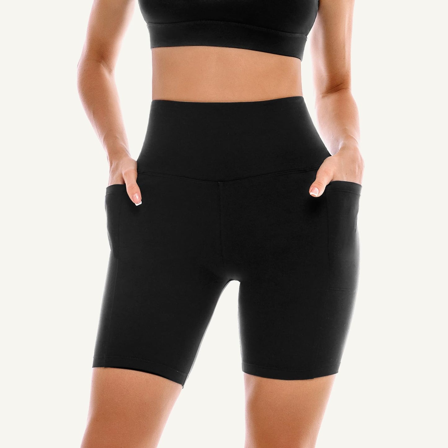 Leafigure 2 Pack Womens Biker Shorts with Pockets 6"