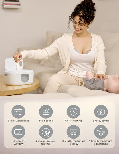 Momcozy Baby Wipe Warmer, Innovative Spring Design,Large Capacity Dispenser