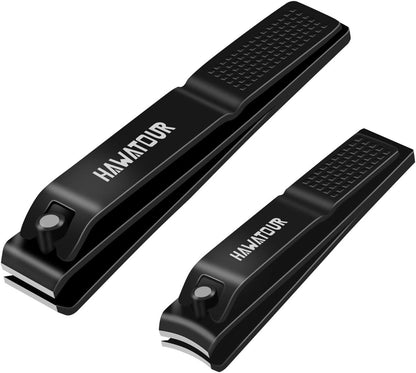 HAWATOUR Nail Clippers Set with Visibly Tin Case, Black