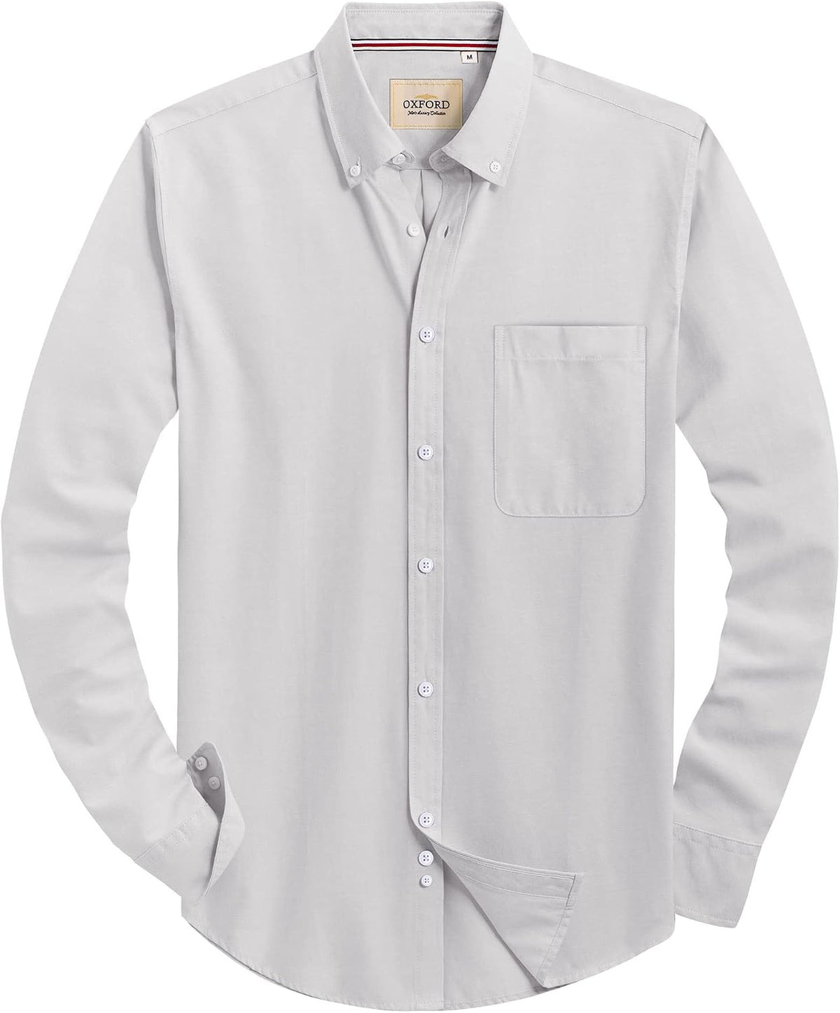 Alimens & Gentle Mens Solid Oxford Shirt Long Sleeve Dress Shirt Work Casual Button Down Shirts with Pocket