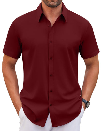 COOFANDY Men's Stretch Dress Shirts Short Sleeve Wrinkle Free Casual Button Down Shirts
