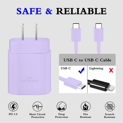 GUUSMART Type C Charger 2-Pack 25W Long 6ft USB C Charger Cable