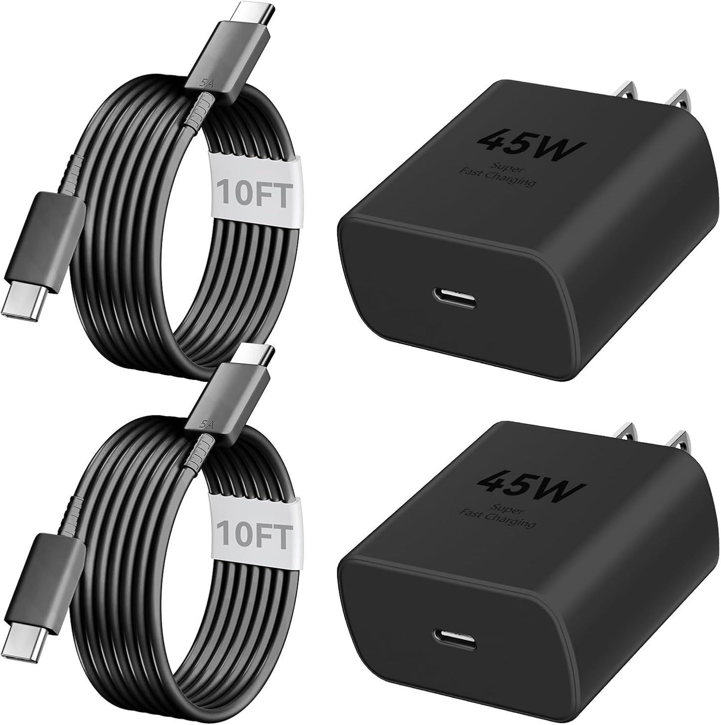 Phone 17 16 Pro Max Charger Fast Charging, 45W Super Fast USB C Charger Block with 10FT Long Charging Cord Cable for 17 16 Pro Max/17 16/16 Plus,15 Pro Max/15 Pro/15, Android Phone-Black
