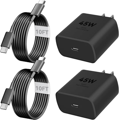 Phone 17 16 Pro Max Charger Fast Charging, 45W Super Fast USB C Charger Block with 10FT Long Charging Cord Cable for 17 16 Pro Max/17 16/16 Plus,15 Pro Max/15 Pro/15, Android Phone-Black