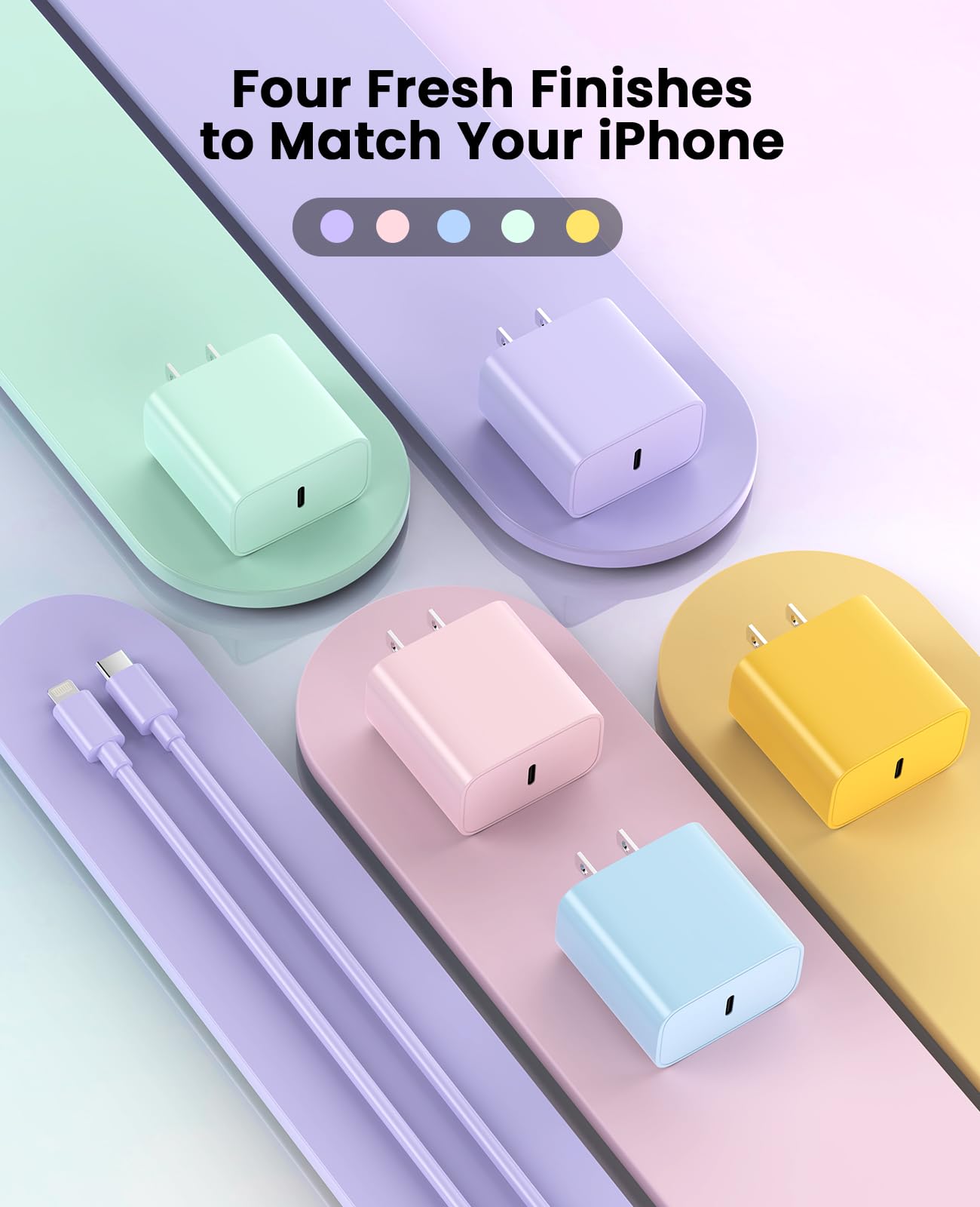 iPhone Charger Fast Charging, USB C Charger Block, 6FT/10FT Lightning Cable