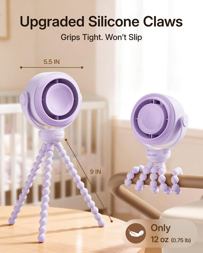SWEETFULL Portable Stroller Fan, Pinch-Proof Baby Fan - Cream