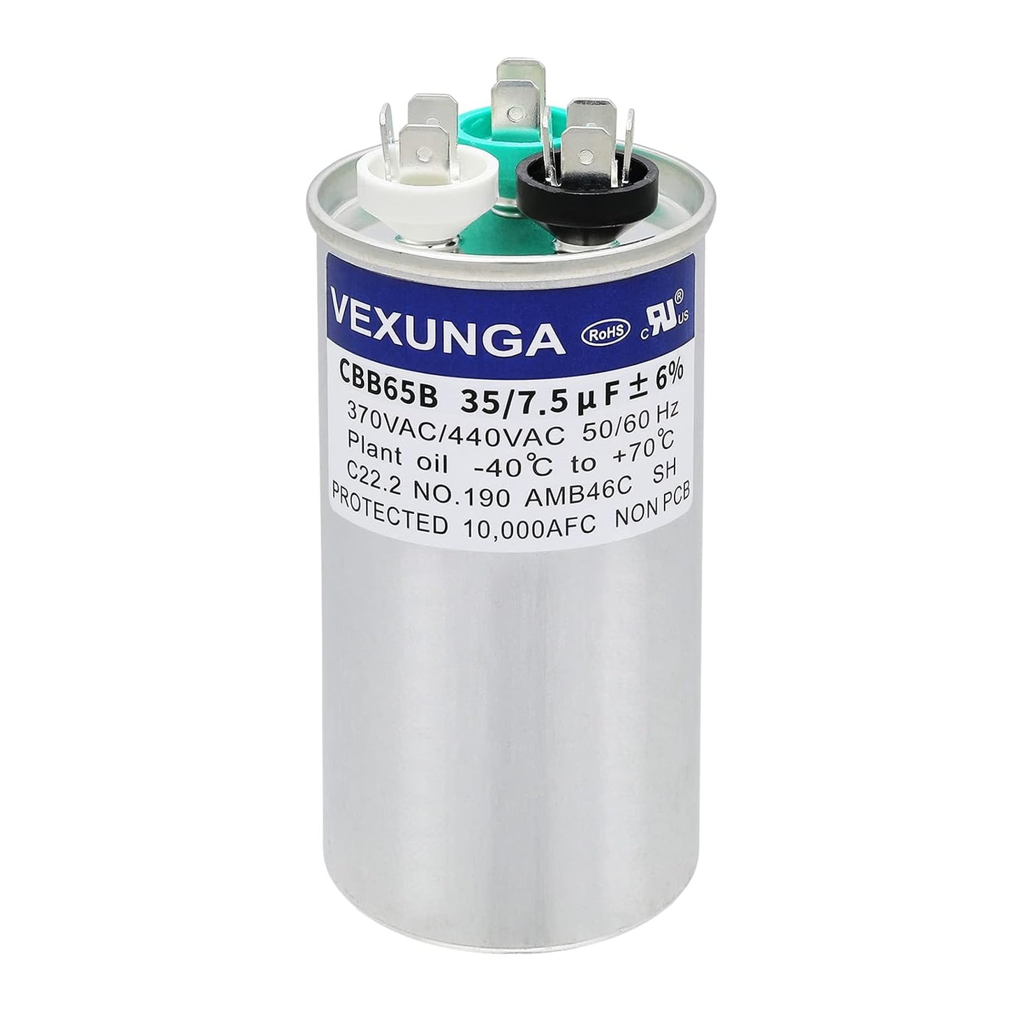 VEXUNGA 5uF 370/440VAC 50/60Hz CBB65 CBB65A Oval Run Start Capacitor 5 MFD 370V/440V Air Conditioner Capacitors for AC Unit Fan Motor Start or Pool Pump or Air Condenser Straight Cool