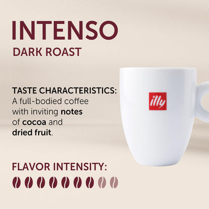 illy Intenso Ground Espresso Coffee, Bold Roast, Intense, Robust and Full Flavored With Notes of Deep Cocoa, 100% Arabica Coffee, No Preservatives, 8.8 Ounce Can (Pack of 1)