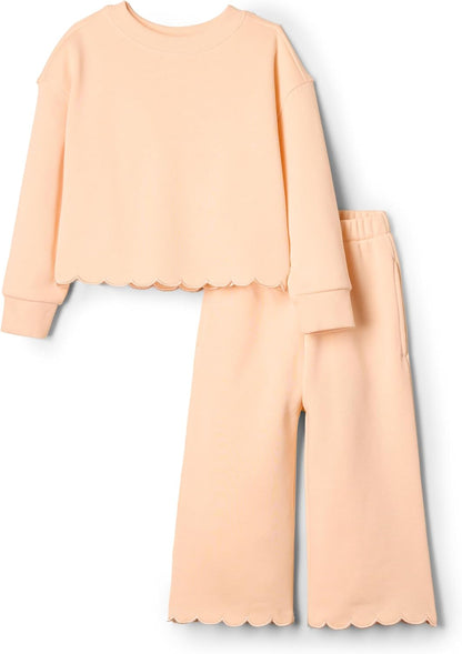 Amazon Essentials x Sofia Grainge Toddlers and Baby Girls' French Terry Sweatshirt Pant and Top Set