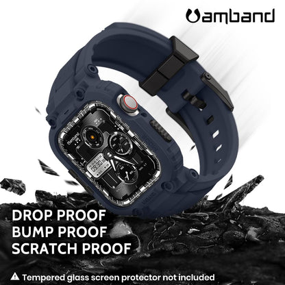 amBand Bands Compatible with Apple Watch 9/8/7/6/5/4 & SE 3/2/1 45mm/44mm Case for Men, M1 Sport Series Rugged Case Protective Cover for iWatch SE3/SE2/6/SE/5/4 44/45 mm Men Black