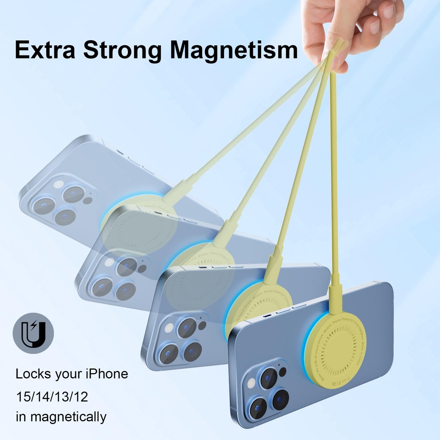 MagSafe Charger 2 Pack 15W Magnetic Wireless Charger Fast Charging Pad Compatible with iPhone 17/16/15/14/13/12 Series & AirPods 3/2/Pro Magnetic MagSafe Charging Pad with Dual Ports-Blue