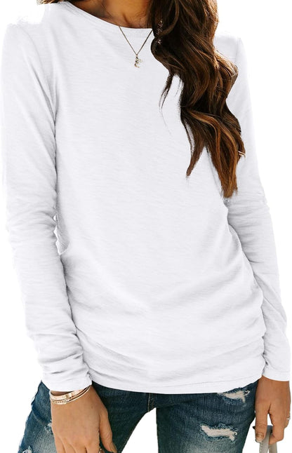AUTOMET Women's Long Sleeve Crewneck Shirts Casual Basic Tops