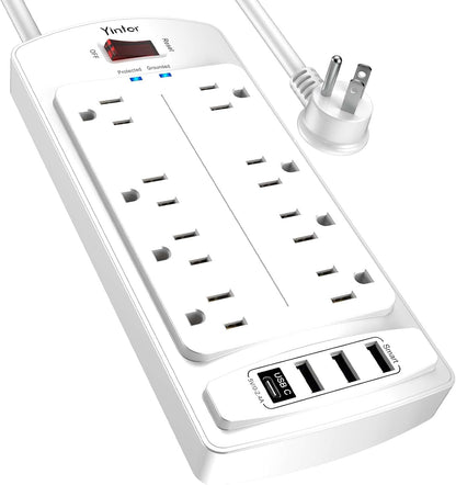 Yintar 6Ft Surge Protector Power Strip with 8 Outlets and 4 USB Ports