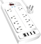 Yintar 6Ft Surge Protector Power Strip with 8 Outlets and 4 USB Ports