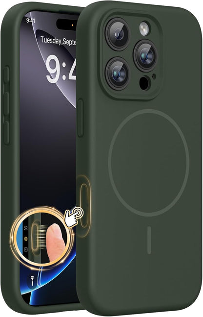 Miracase Magnetic for iPhone 16 Pro Case, Silicone, Black
