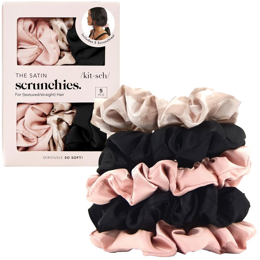 Kitsch Ultra-Petite Satin Scrunchies for Women - Eucalyptus, 6pcs