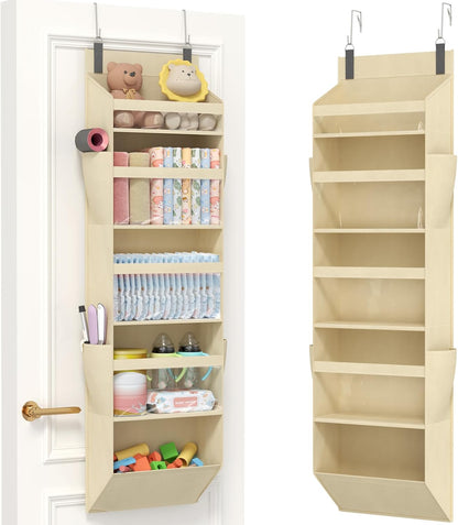 Lifewit 1 Pack Over the Door Organizer, 5 Section Hanging Storage, Beige