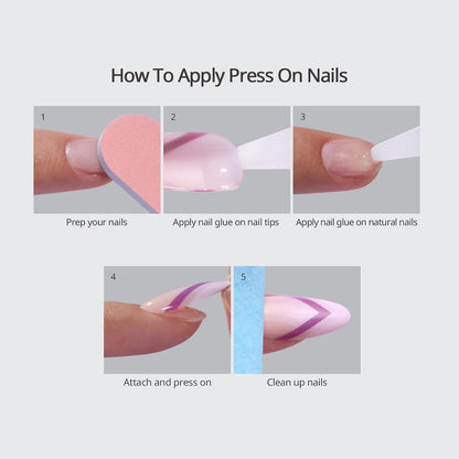 BTArtbox Press On Nails, Vanilla Cream, Short Square, Ombre Peach, 32Ct