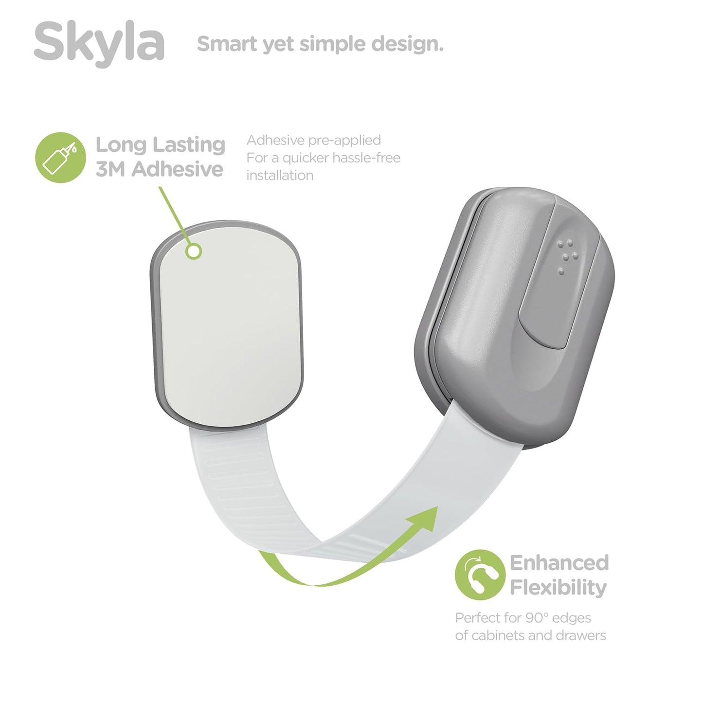 SKYLA HOMES Child Safety Cabinet Locks, White, 8 Pack