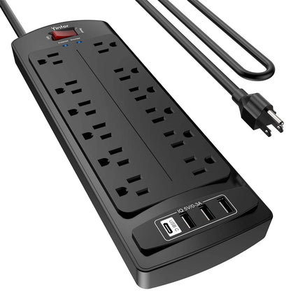 Yintar 6Ft Surge Protector Power Strip with 8 Outlets and 4 USB Ports