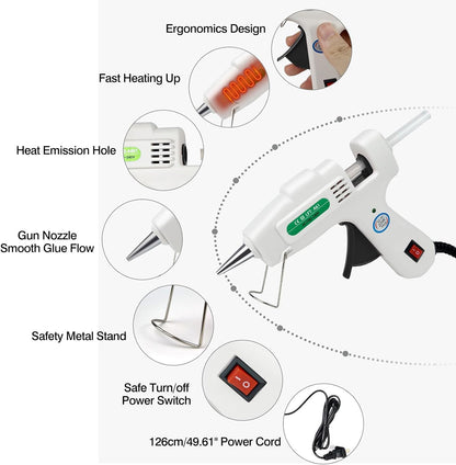 SHJADE Hot Glue Gun with 30 Glue Sticks, 20W Mini Hot Melt Gun Kit(White)