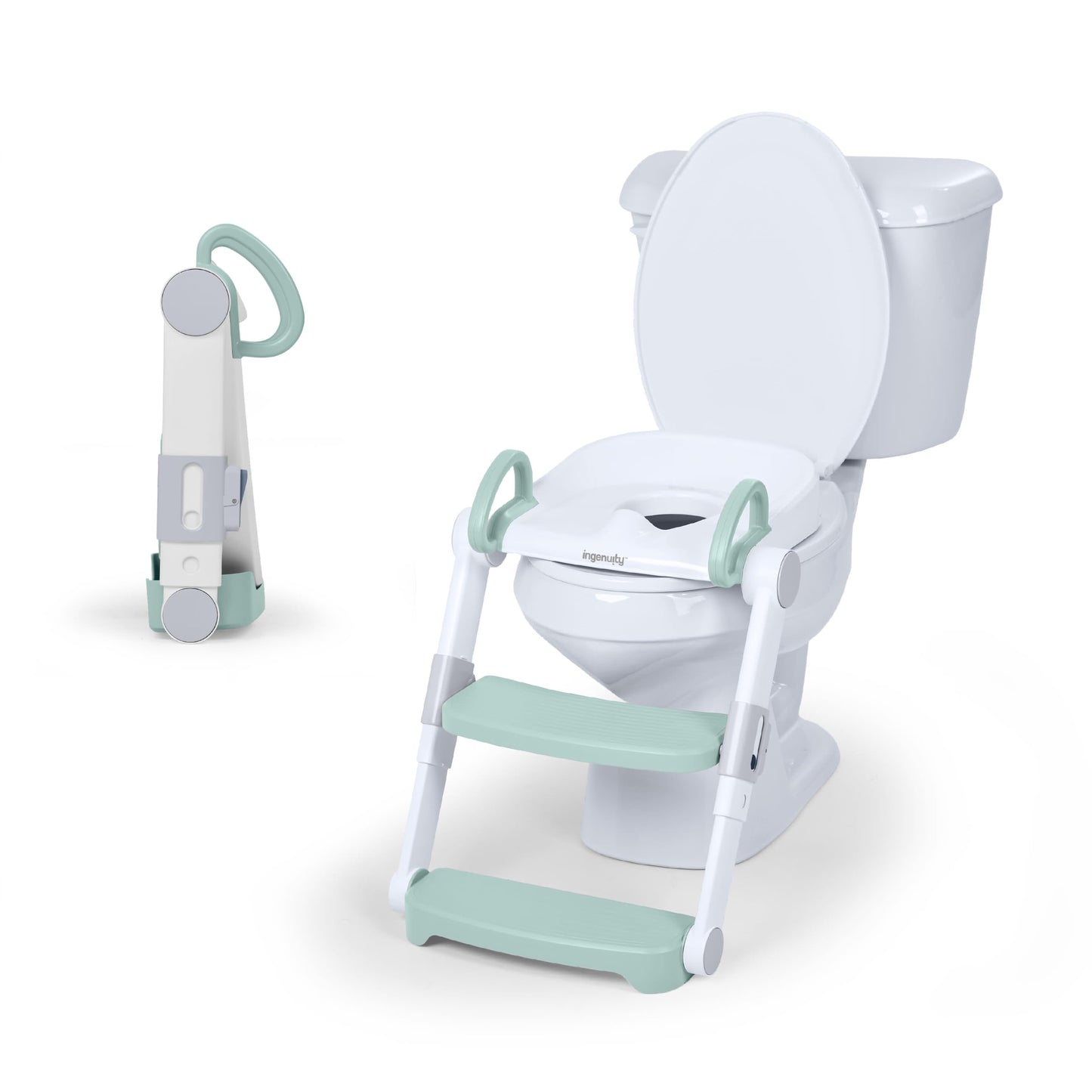 Ingenuity My Size Potty Pro 2-in-1 Potty Training Toilet, Floor Potty with Removable Potty Seat for Standard Toilets, Realistic Flushing Sound, for Toddlers Ages 18+ Months, Up to 50 lb