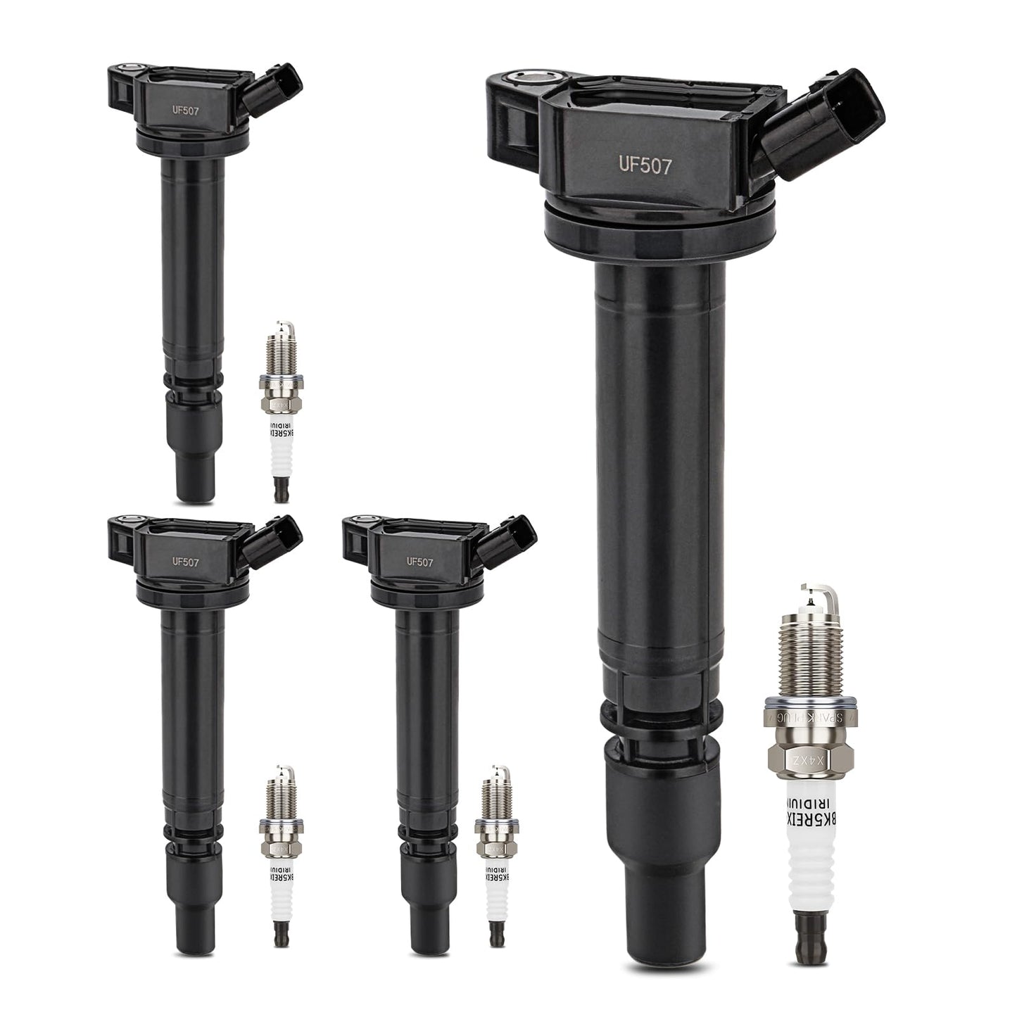 UF667 Ignition Coil & ILZFR6D11 Double Iridium Spark Plug for BMW 2.5-6.0L