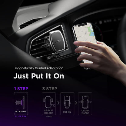 LISEN for Magsafe Car Mount, Magnetic Phone Holders for Your Car Vacuum, Phone Mount for Car Accessories for Women Men Jeep BMW, Suction Holder Kits, for iPhone 17 Pro Max 16 15 14 13 12,Carbon Fiber